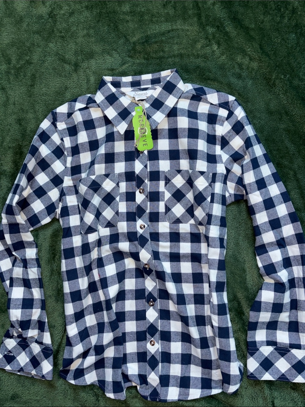 Natural Reflections Blue and White Plaid Shirt
